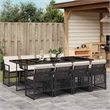 vidaXL 9 Piece Poly Rattan Garden Dining Set in Black/Cream White