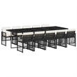vidaXL 11 Piece Poly Rattan Garden Dining Set in Black/Cream White