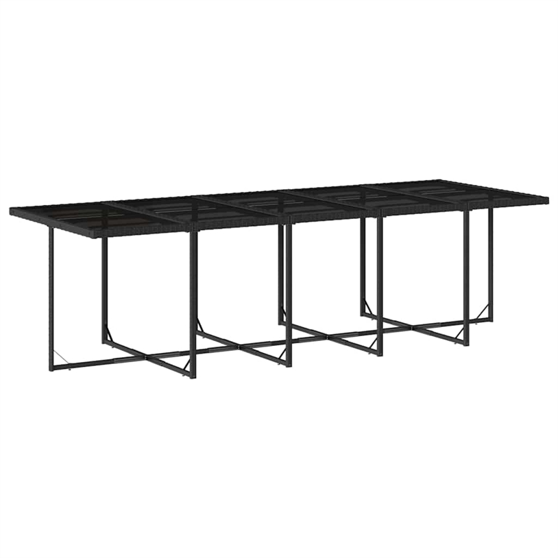 vidaXL 11 Piece Poly Rattan Garden Dining Set in Black/Cream White