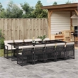 vidaXL 11 Piece Poly Rattan Garden Dining Set in Black/Cream White