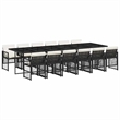 vidaXL 13 Piece Poly Rattan Garden Dining Set in Black/Cream White