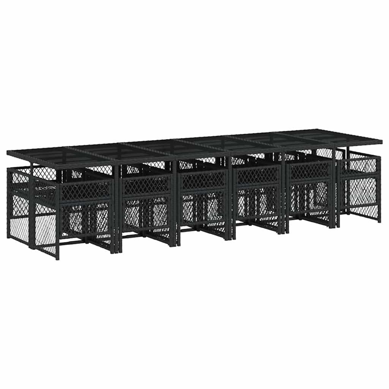 vidaXL 13 Piece Poly Rattan Garden Dining Set in Black/Cream White