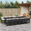 vidaXL 13 Piece Poly Rattan Garden Dining Set in Black/Cream White