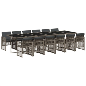 vidaXL Poly Rattan Garden Dining Set in Gray