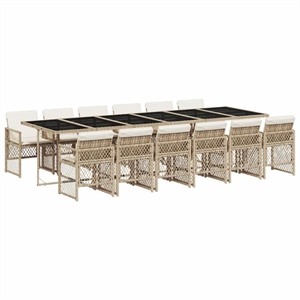 vidaXL Poly Rattan Garden Dining Set in Beige