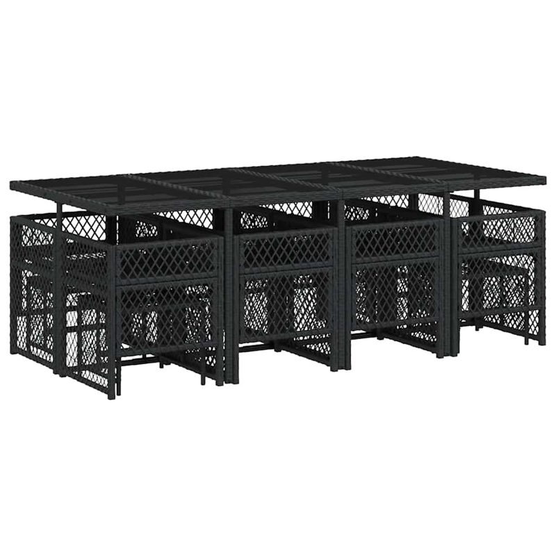 vidaXL 13 Piece Poly Rattan Garden Dining Set in Black/Cream White