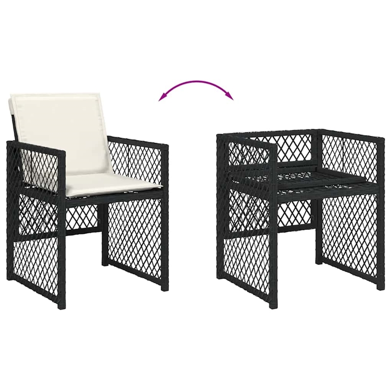 vidaXL 13 Piece Poly Rattan Garden Dining Set in Black/Cream White