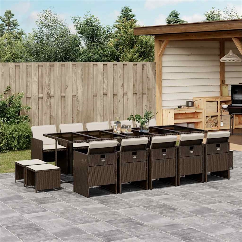vidaXL Steel Garden Dining Set in Brown