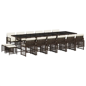 vidaXL 17 Piece Steel Garden Dining Set in Brown