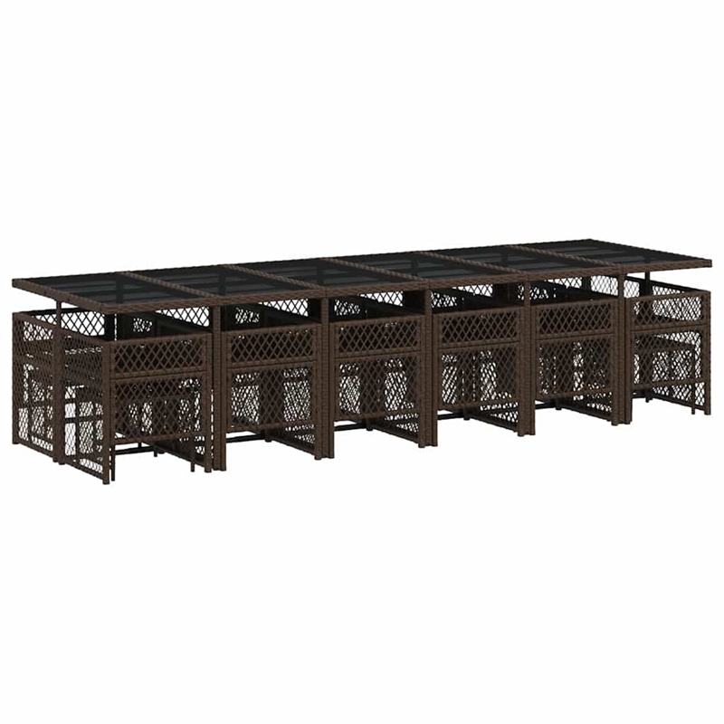 vidaXL 17 Piece Steel Garden Dining Set in Brown
