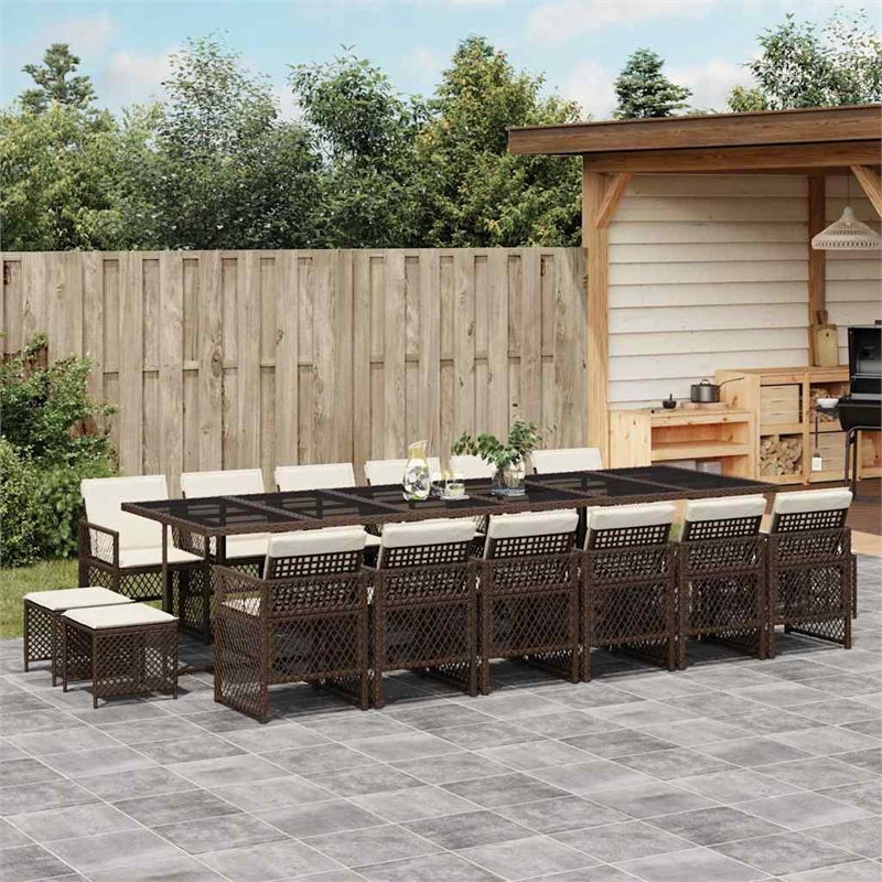 vidaXL 17 Piece Steel Garden Dining Set in Brown