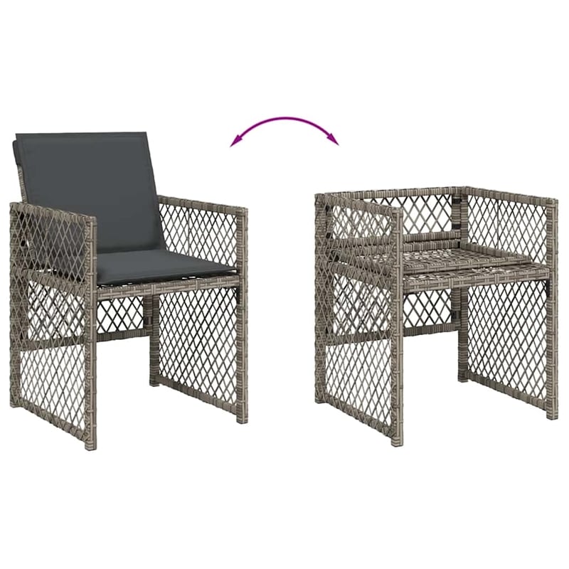 vidaXL 9 Piece Poly Rattan Foldable Garden Dining Set in Grey