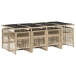 vidaXL 9 Piece Rattan Garden Dining Set in Black/Cream White