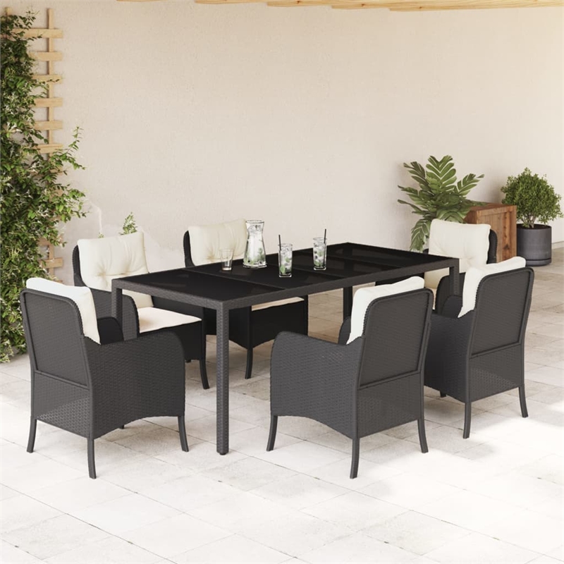 vidaXL Steel Garden Dining Set in Black