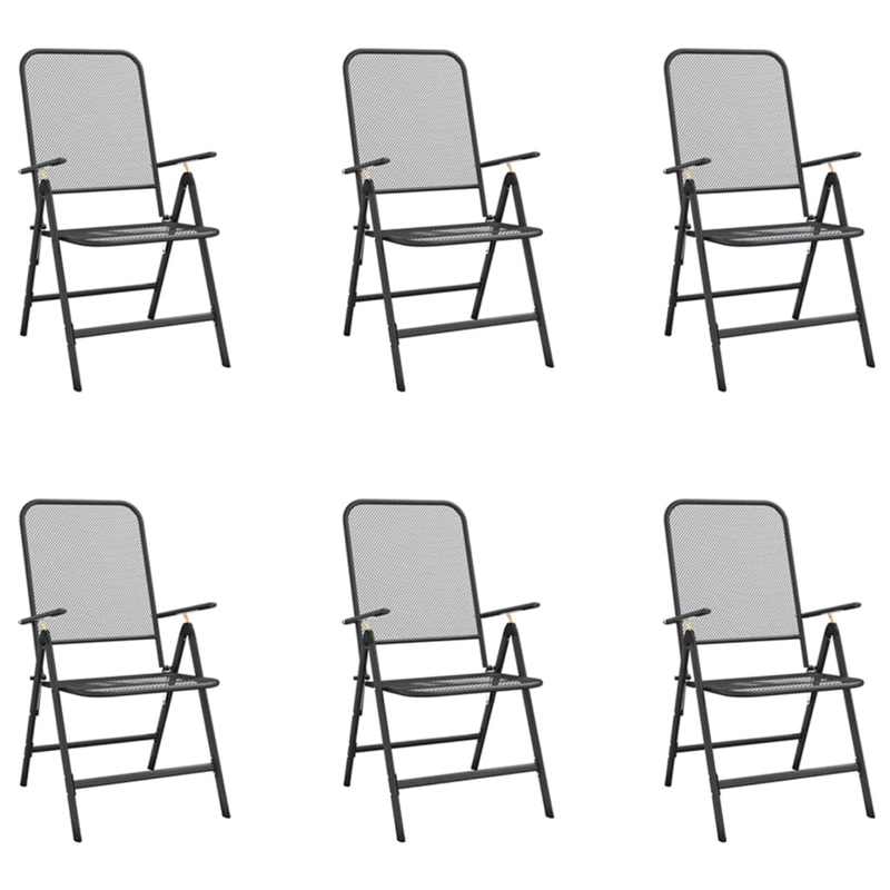 vidaXL 7 Piece Steel Garden Dining Set in Anthracite