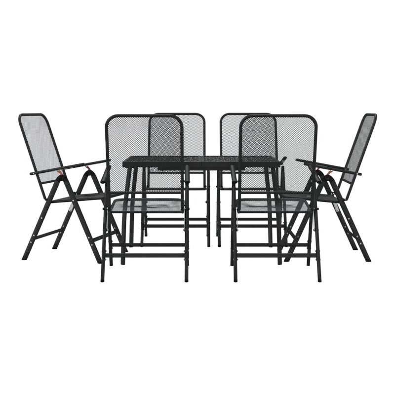 vidaXL 7 Piece Steel Garden Dining Set in Anthracite