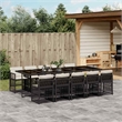 vidaXL 11 Piece Poly Rattan Garden Dining Set in Black/Cream White