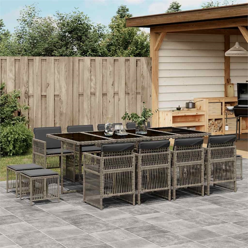 vidaXL Poly Rattan Garden Dining Set in Grey