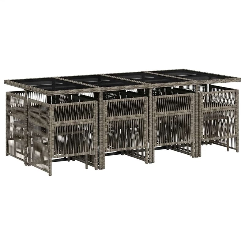 vidaXL Poly Rattan Garden Dining Set in Grey