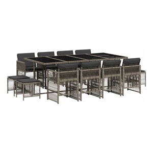 vidaXL Poly Rattan Garden Dining Set in Grey