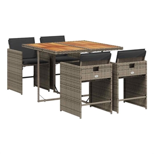 vidaXL 5 Piece Steel Garden Dining Set in Grey