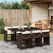 vidaXL 7 Piece Poly Rattan Garden Dining Set in Brown/Cream white/Black