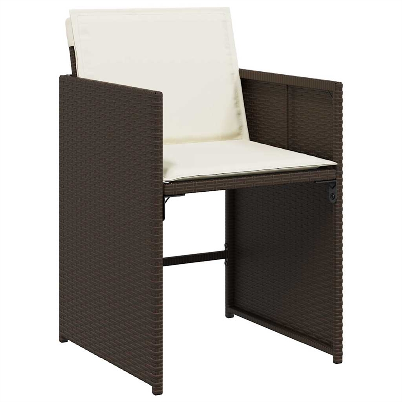 vidaXL 7 Piece Poly Rattan Garden Dining Set in Brown/Cream white/Black