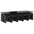 vidaXL 11 Piece Poly Rattan Garden Dining Set in Black/Cream White