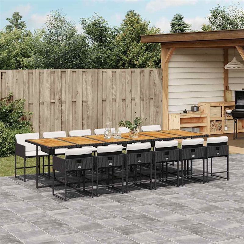 vidaXL 13 Piece Steel Garden Dining Set in Black