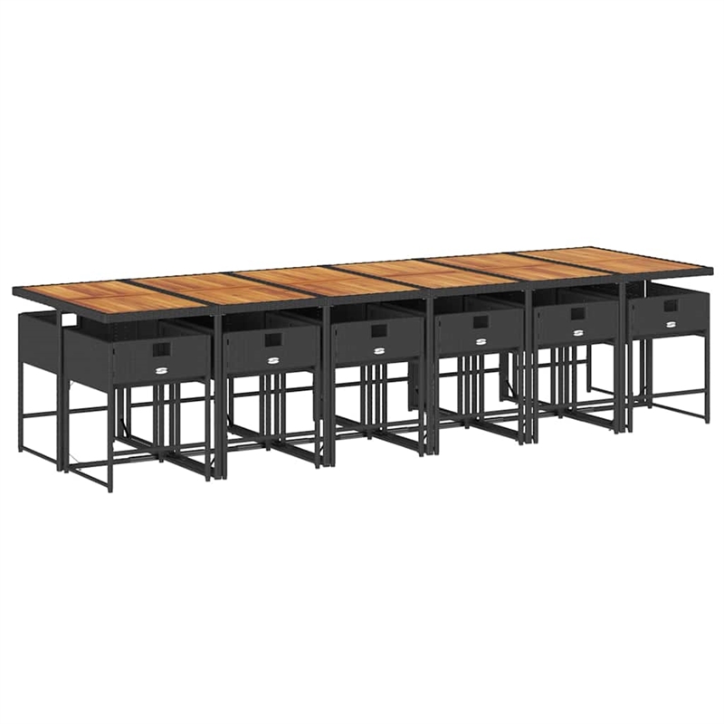 vidaXL 13 Piece Steel Garden Dining Set in Black