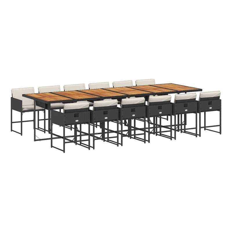 vidaXL 13 Piece Steel Garden Dining Set in Black