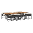 vidaXL 13 Piece Steel Garden Dining Set in Black