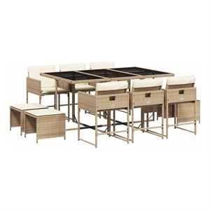 vidaXL 11 Piece Rattan Garden Dining Set in Black