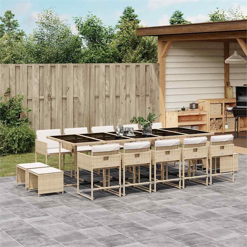 vidaXL Poly Rattan Garden Dining Set in Beige