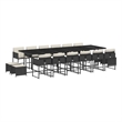vidaXL 17 Piece Rattan Garden Dining Set in Black/Cream White