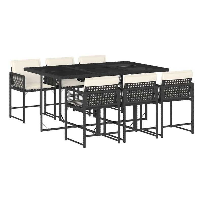 vidaXL 7 Piece Garden Dining Set in Black