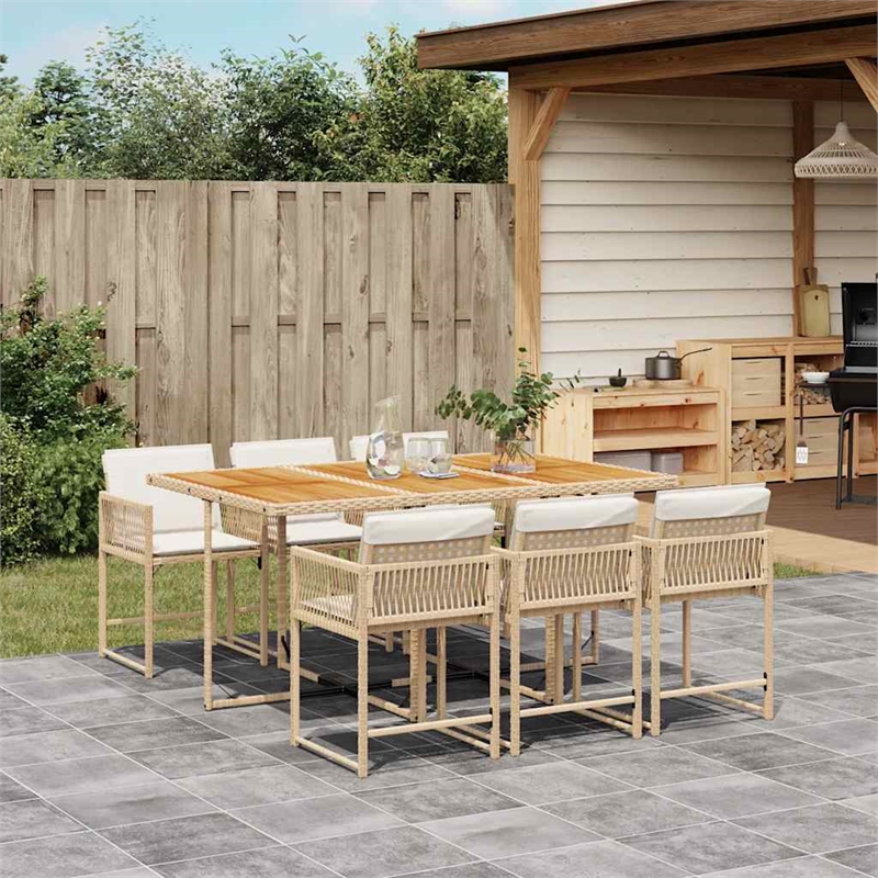 vidaXL 7 Piece Rattan Garden Dining Set in Brown