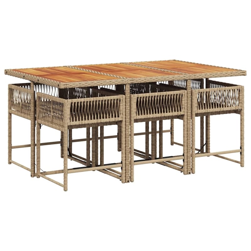 vidaXL 7 Piece Rattan Garden Dining Set in Brown