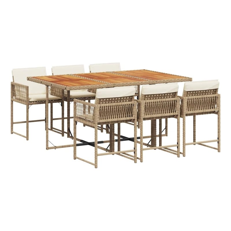 vidaXL 7 Piece Rattan Garden Dining Set in Brown