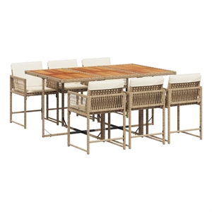 vidaXL 7 Piece Rattan Garden Dining Set in Brown