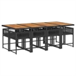 vidaXL 9 Piece Poly Rattan Garden Dining Set with Cushions in Black and Brown