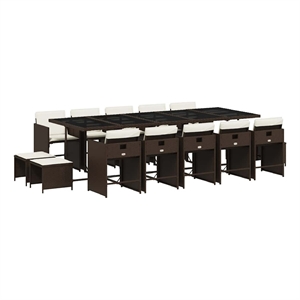 vidaXL Rattan Garden Dining Set in Black/Cream White