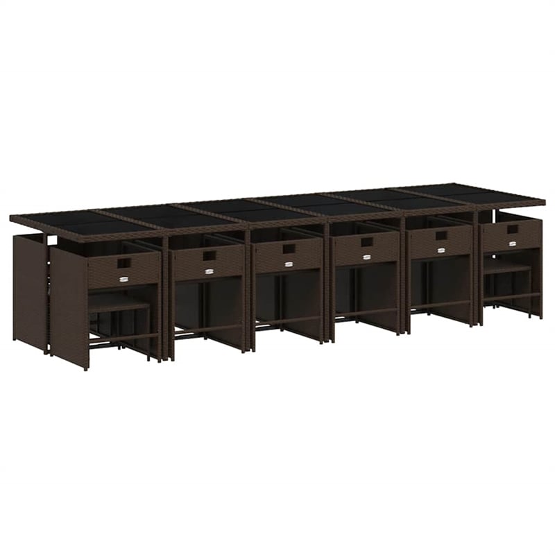 vidaXL Poly Rattan Garden Dining Set in Brown