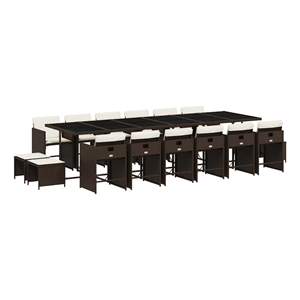 vidaXL Poly Rattan Garden Dining Set in Brown