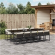 vidaXL 11 Piece Rattan Garden Dining Set in Black/Cream White