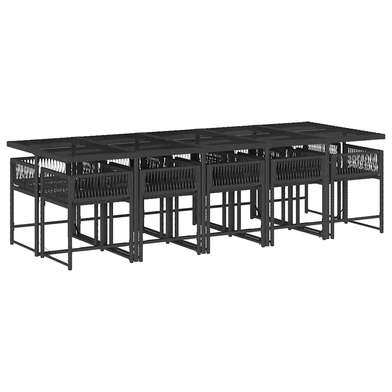 vidaXL 11 Piece Rattan Garden Dining Set in Black/Cream White