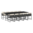 vidaXL 11 Piece Rattan Garden Dining Set in Black/Cream White