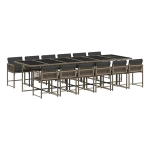 vidaXL PE Rattan Garden Dining Set in Grey