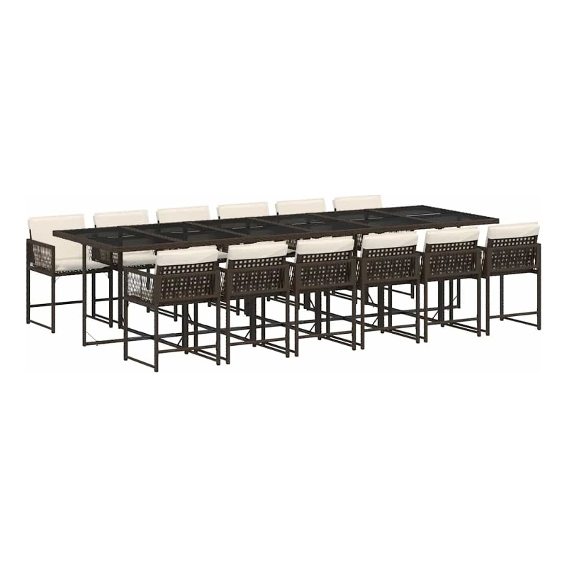 vidaXL Rattan Garden Dining Set in Black/Cream White