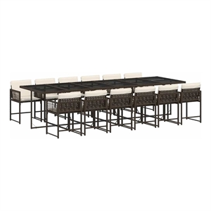 vidaXL Rattan Garden Dining Set in Black/Cream White